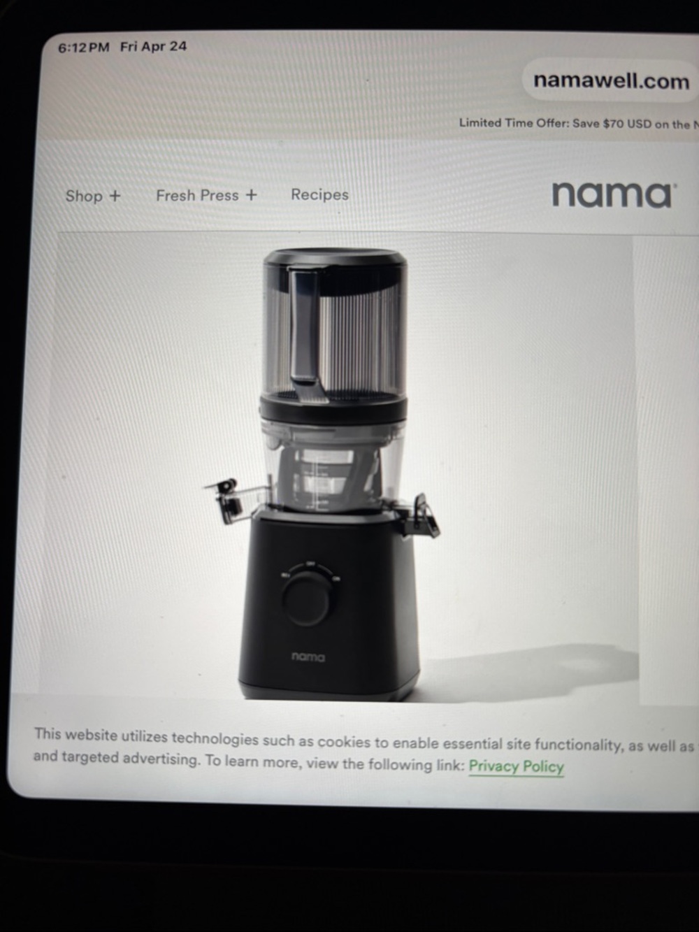 Black Cold Press Juicer - Compact Kitchen Press